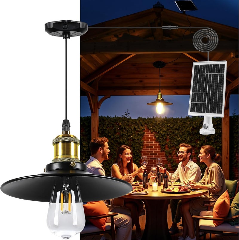 FabStyl Solar Pendant Light Indoor Outdoor, 1000LM Solar Shed Light IP65 Waterproof Metal Powered Hanging Chandelier, Gazebo Lights with Remote for Barn Gazebo Yard Garage Patio - Image 1